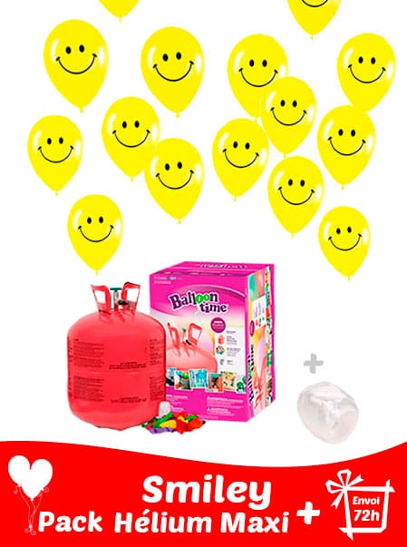 40 Ballon Smiley 30 cm + Hélium Maxi · Pack Smiley Maxi