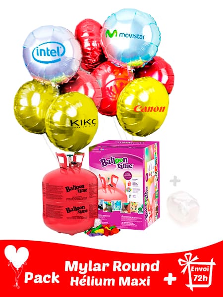 22 Ballons Mylar Rond Personnalisé + Hélium Maxi