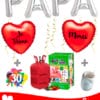 Ballons Latex Fêtes des Pères 4 Lettre 46 cm PAPA + 2 Mylar Coeur 42 cm Personnalise + Hélium Mini